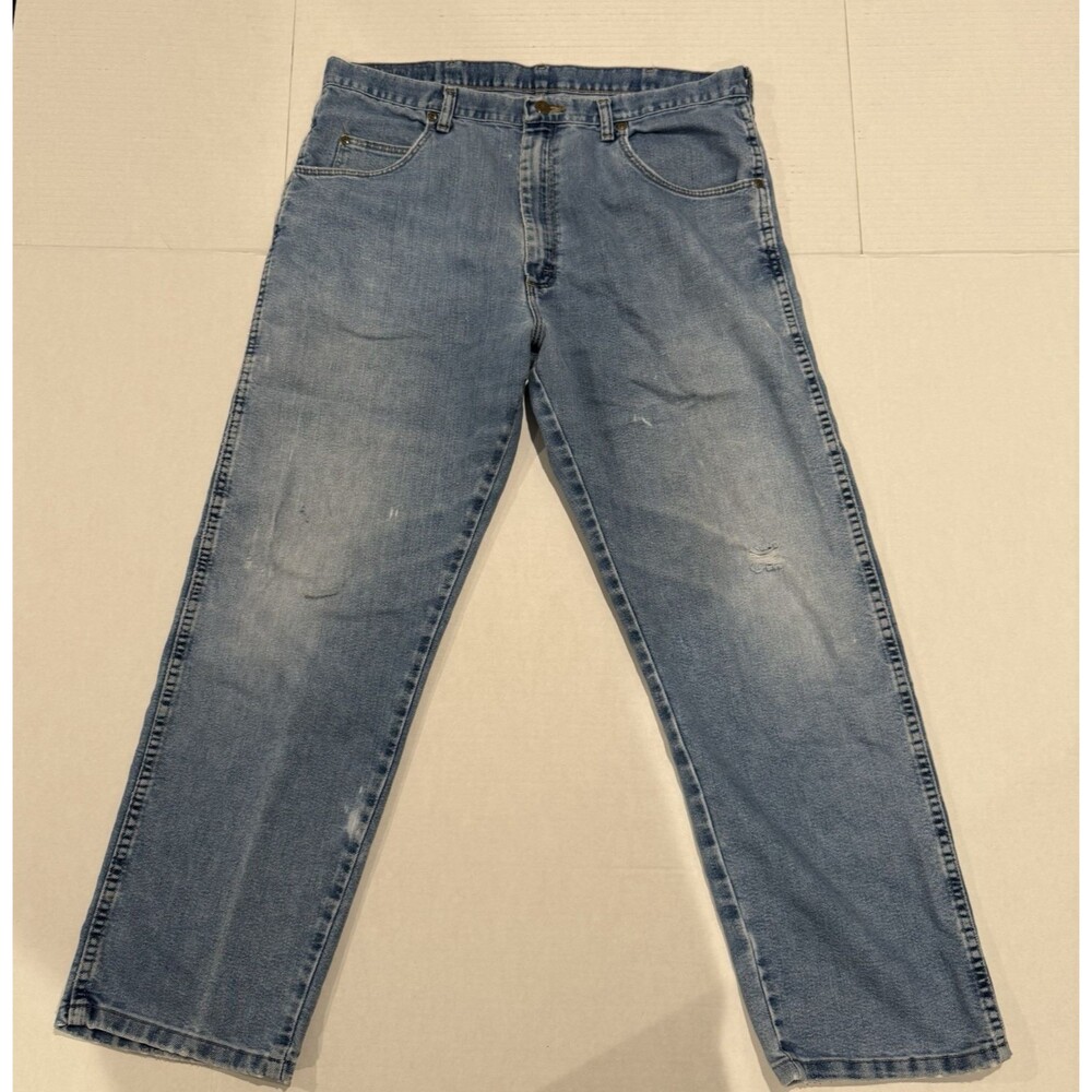 Wrangler Rugged Wear Mens 38x30 Blue Denim Wash Jeans